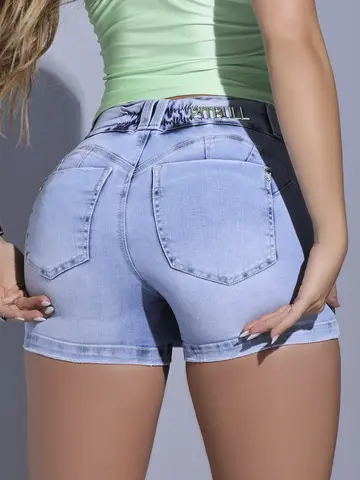 SHORT SAIA PIT BULL JEANS GLAMOUR COM PEDRARIAS BRILHANTES SOFISTICADA