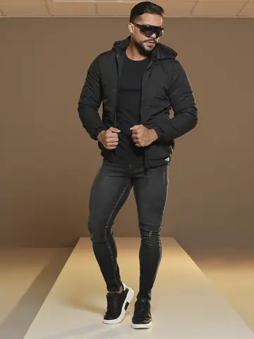 Jaqueta Puffer Masculina Pit Bull Jeans Luxo Estilosa e Confortável