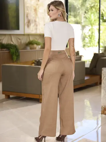 CALÇA FEMININA FLARE DESPOJADA E ELEGANTE CINTURA ALTA EMPÓRIO PIT BULL