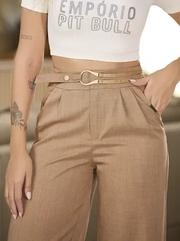 CALÇA FEMININA FLARE DESPOJADA E ELEGANTE CINTURA ALTA EMPÓRIO PIT BULL