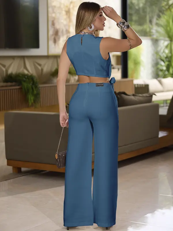 CONJUNTO FEMININO CROPPED E CALÇA PANTALONA SOFISTICADO EMPÓRIO PIT BULL