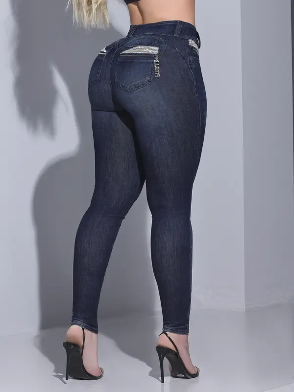 Calça Skinny Feminina Estilosa Pit Bull Jeans Sofisticada Com Destroyeds