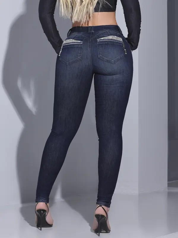 Calça Skinny Feminina Estilosa Pit Bull Jeans Sofisticada Com Destroyeds
