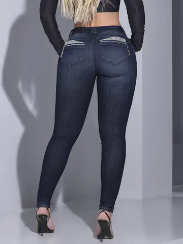 Calça Skinny Feminina Estilosa Pit Bull Jeans Sofisticada Com Destroyeds