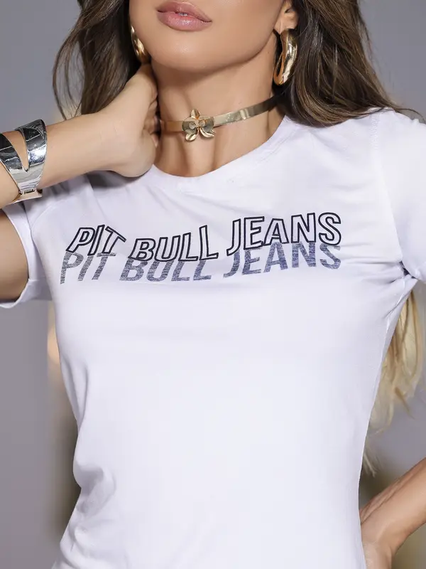 T-Shirt Feminina Charmosa e Casual com Estampa Pit Bull Jeans