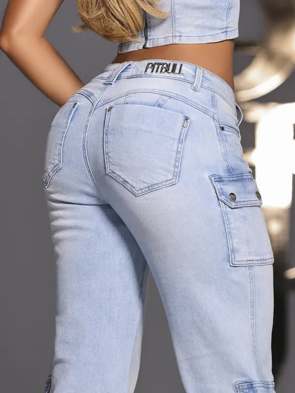 Calça Wide Leg Cargo Feminina Pit Bull Jeans Estilosa e Versátil