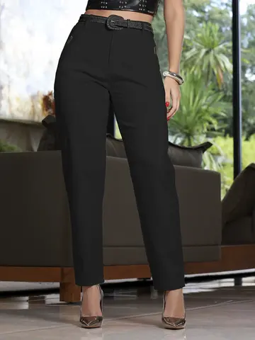 CALÇA FEMININA COLOR ELEGANTE COM CINTO EMPÓRIO PIT BULL