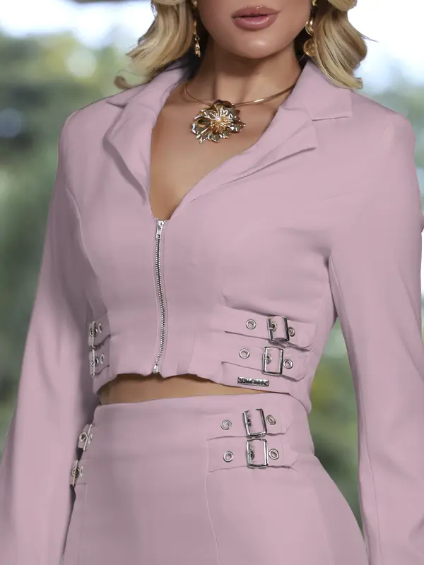 Conjunto Saia e Blazer Cropped Casual e Sofisticado Empório Pit Bull