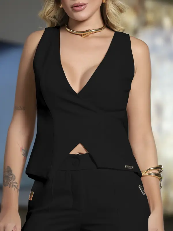Conjunto Calça e Blusa Sofisticada com Detalhe de Amarração Empório Pit Bull