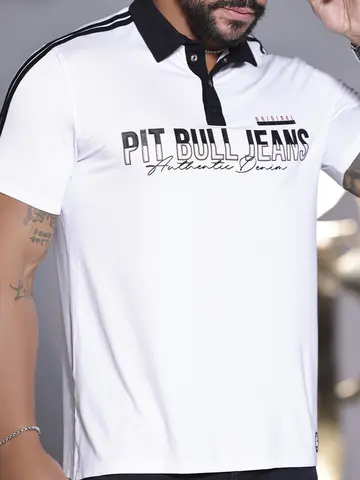 Polo Masculina Autêntica com Estampa Personalizada Pit Bull Jeans