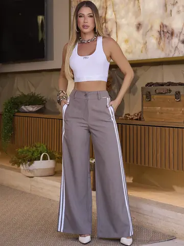 CALÇA WIDE LEG EMPÓRIO PIT BULL SOFISTICADA COM TOQUE CONTEMPORÂNEO