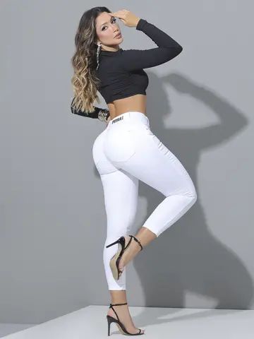 CALÇA SKINNY MODELADORA BRANCA PIT BULL JEANS