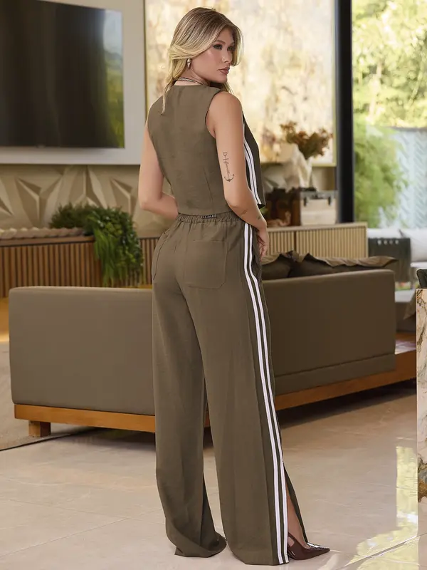 CONJUNTO CALÇA E COLETE COM FENDAS EMPÓRIO PIT BULL CASUAL E REFINADO