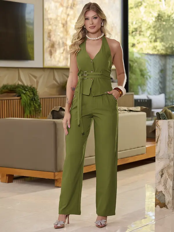 CONJUNTO CALÇA E BLUSA EMPÓRIO PIT BULL COM CAIMENTO LEVE E ELEGANTE