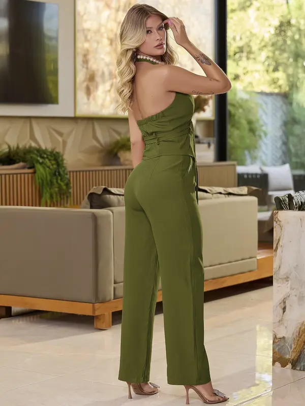 CONJUNTO CALÇA E BLUSA EMPÓRIO PIT BULL COM CAIMENTO LEVE E ELEGANTE