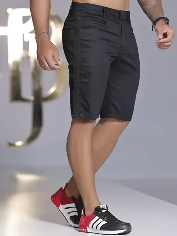 BERMUDA MASCULINA COM ELÁSTICO LATERAL PERSONALIZADO PIT BULL JEANS