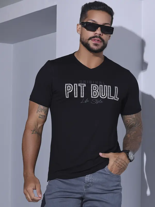 Camiseta Masculina Pit Bull Jeans Moda Casual e Moderna