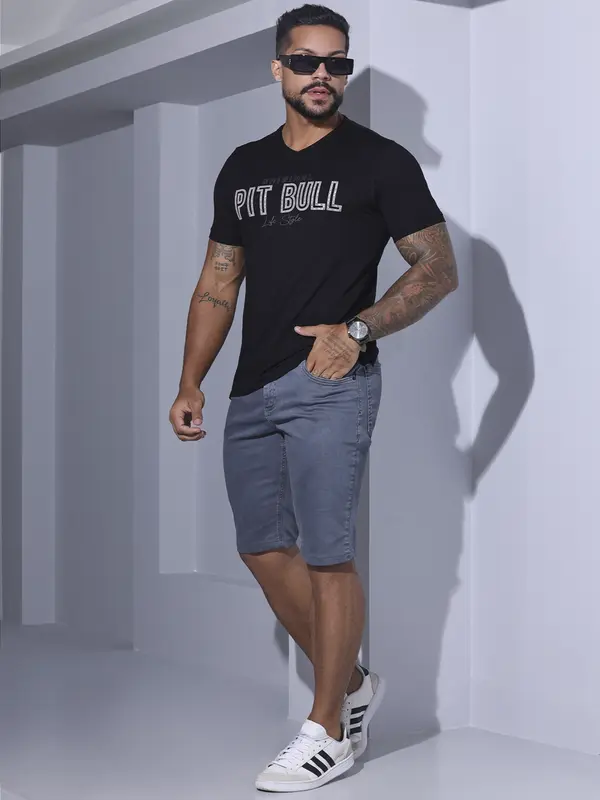 Camiseta Masculina Pit Bull Jeans Moda Casual e Moderna