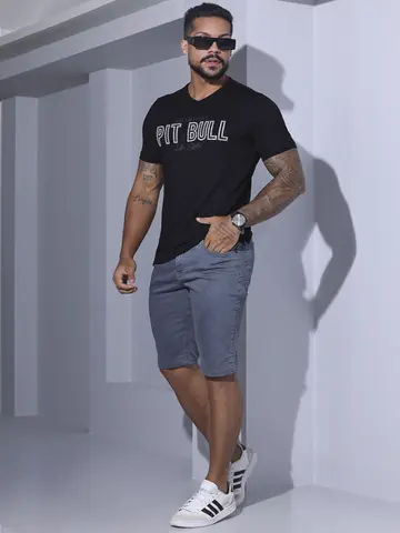 Camiseta Masculina Pit Bull Jeans Moda Casual e Moderna