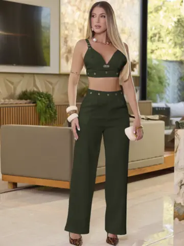 Conjunto Calça e Top Empório Pit Bull Acabamento Elegante e Refinado