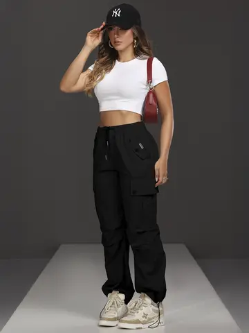 Calça Parachutes Empório Pit Bull Estilo Urbano e Moderno com Cordão
