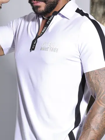 Polo Masculina Pit Bull Jeans com Modelagem Slim e Zíper Personalizado