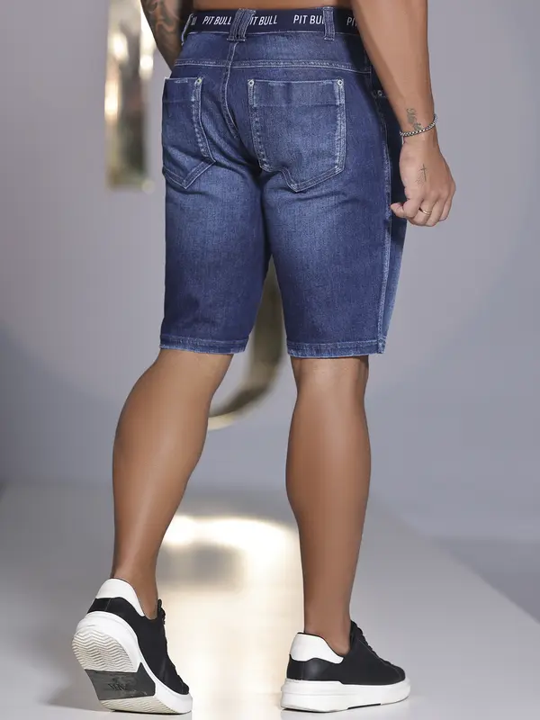 Bermuda Masculina Estilo Destroyed com Elástico no Cós Pit Bull Jeans
