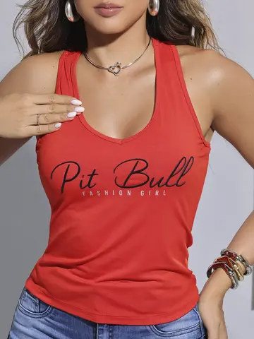 Regata Feminina Casual Pit Bull Jeans Fashion