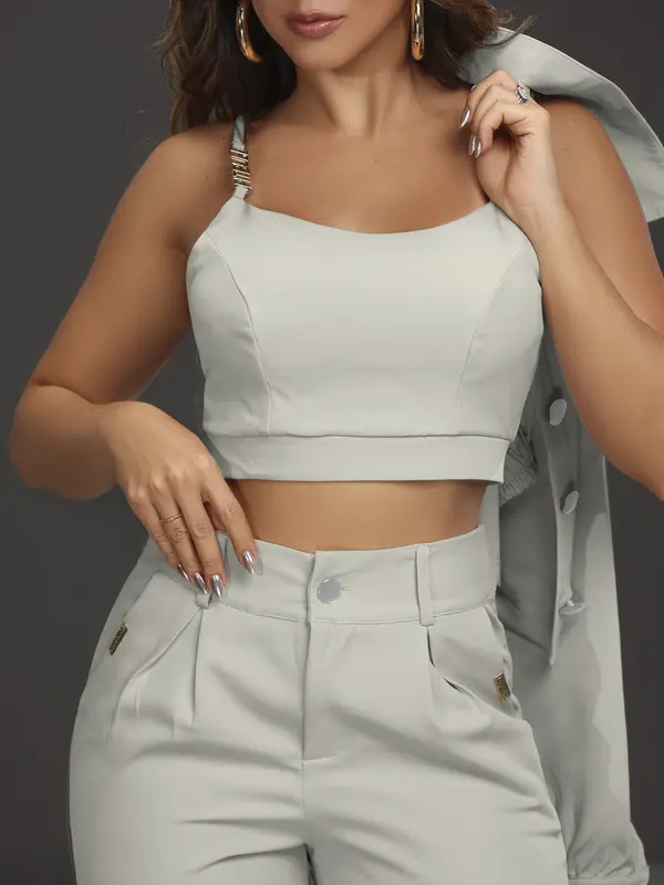 CONJUNTO COM CALÇA, JAQUETA E TOP EMPÓRIO PIT BULL CASUAL E REFINADO