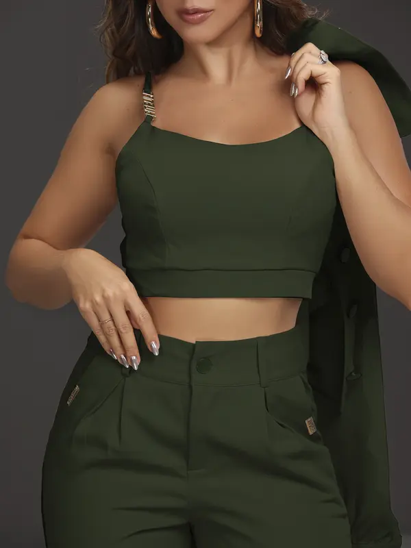 CONJUNTO COM CALÇA, JAQUETA E TOP EMPÓRIO PIT BULL CASUAL E REFINADO