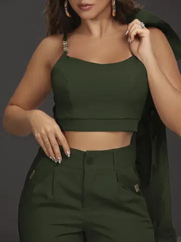 CONJUNTO COM CALÇA, JAQUETA E TOP EMPÓRIO PIT BULL CASUAL E REFINADO