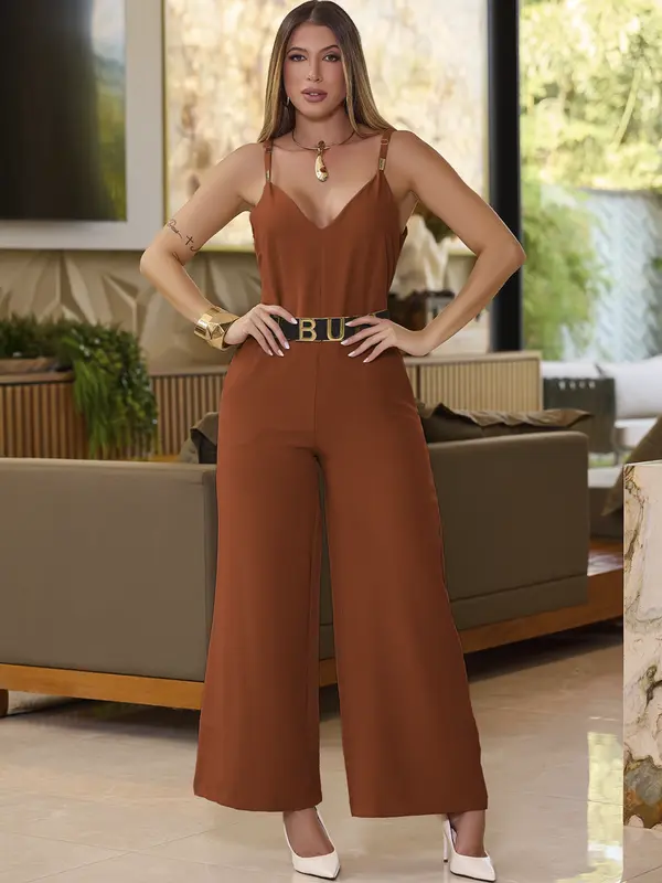 Macacão Elegante com Cinto e Modelagem Refinada Empório Pit Bull