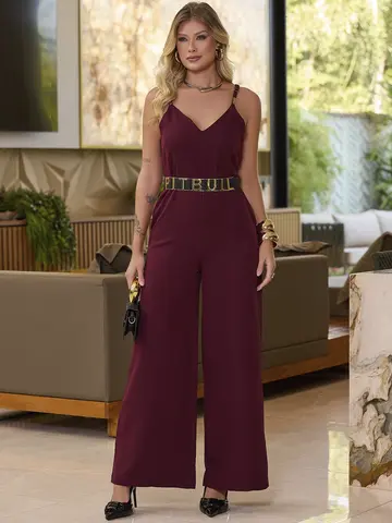 Macacão Elegante com Cinto e Modelagem Refinada Empório Pit Bull