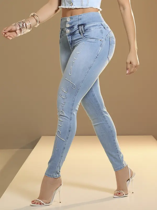 Calça Cintura Perfeita com Bordado Metalizado Pit Bull Jeans