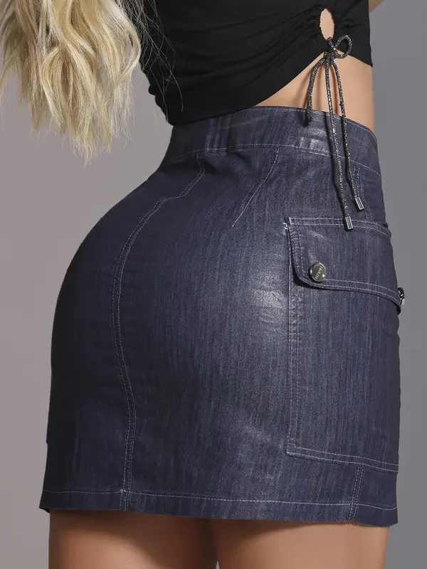 Minissaia Pit Bull Jeans em Algodão Stretch com Modelagem Versátil e Elegante