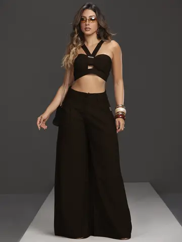 Conjunto Calça Pantalona e Top Empório Pit Bull Estiloso e Confortável