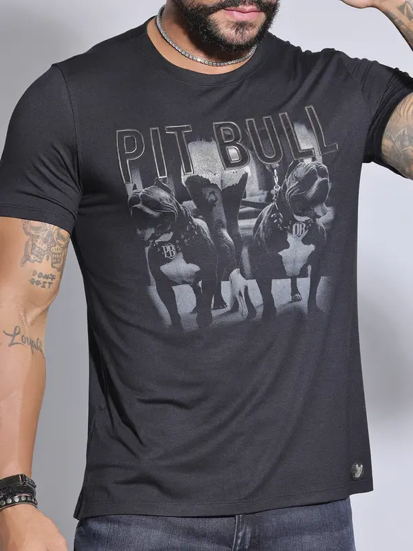 Camiseta Gola O Slim Personalizada Pit Bull Jeans
