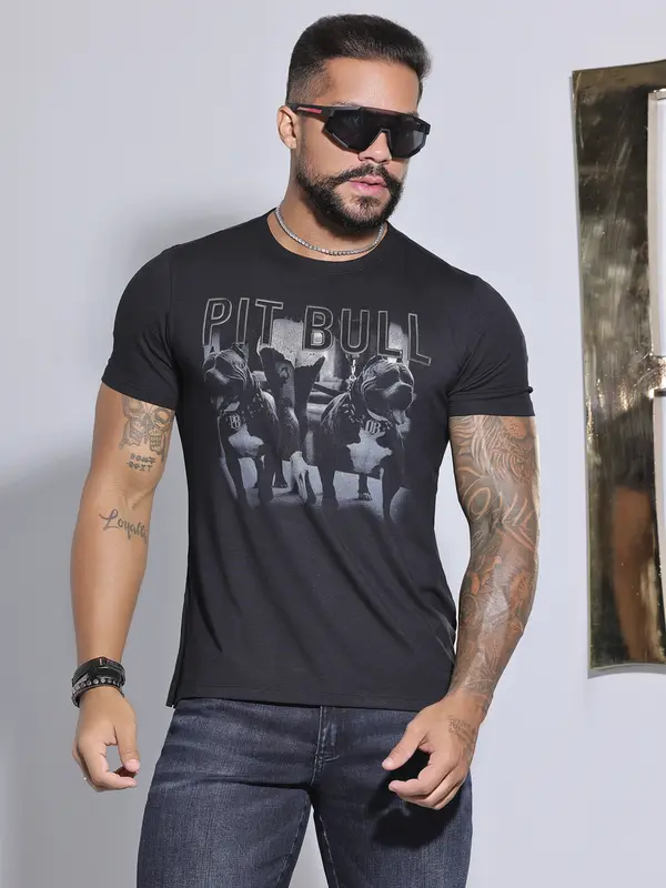 Camiseta Gola O Slim Personalizada Pit Bull Jeans