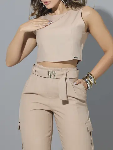Conjunto Cropped e Calça Cargo Empório Pit Bull Moderna e Refinada