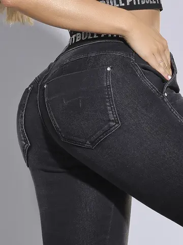 Calça Jogger Escura com Elástico Personalizado Pit Bull Jeans Luxo