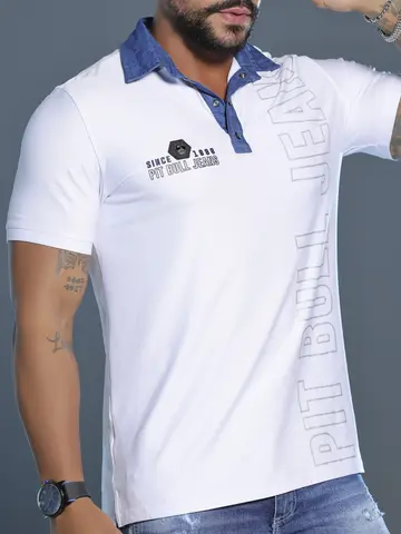 Polo Masculina Confortável e Sofisticada com Logomania Pit Bull Jeans