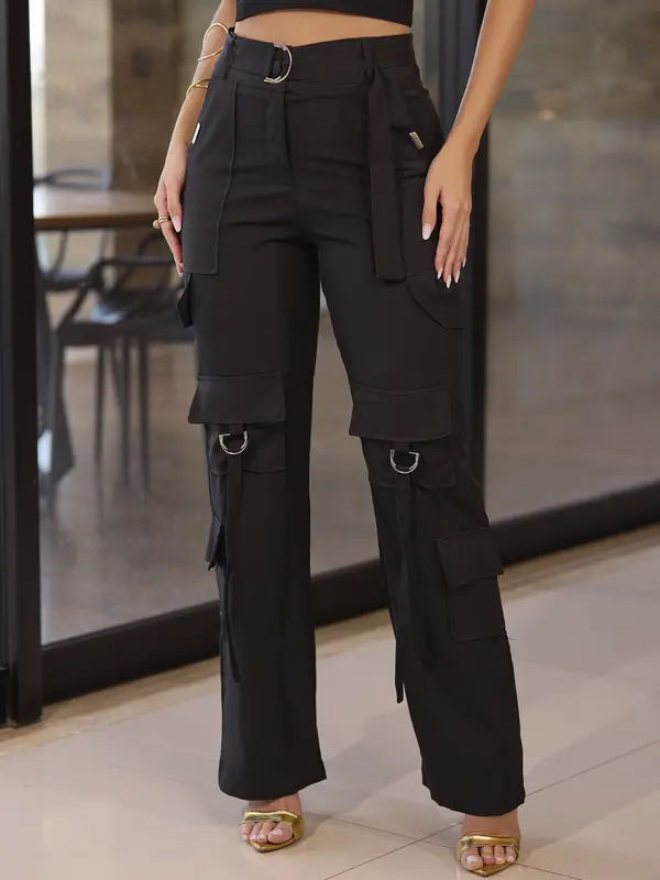 Calça com Cinto e Bolsos Cargo Versátil e Elegante Empório Pit Bull