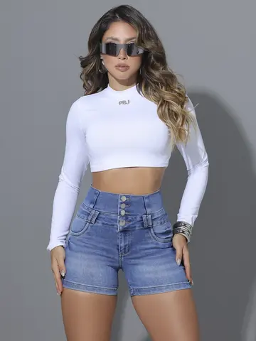 Short Cintura Perfeita Pit Bull Jeans Refinada e Estilo Empina Bumbum