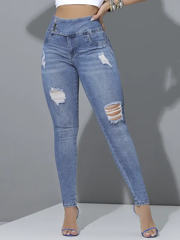 Calça Skinny Feminina Pit Bull Jeans Modeladora e Casual com Cós Largo