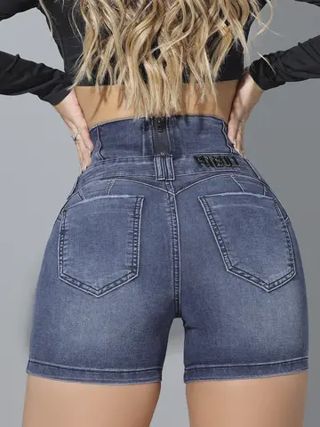 Short Cintura Perfeita Pit Bull Jeans Estiloso com Efeito Empina Bumbum