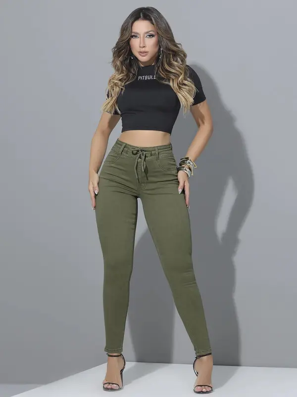 CALÇA JOGGER FEMININA PIT BULL JEANS CONFORTÁVEL E MODELADORA COM CORDÃO