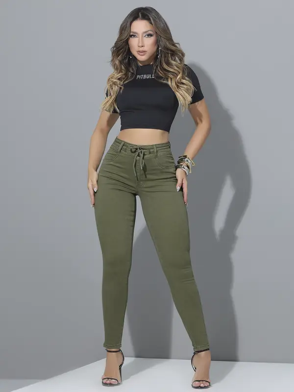 CALÇA JOGGER FEMININA PIT BULL JEANS CONFORTÁVEL E MODELADORA COM CORDÃO