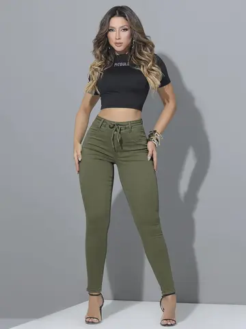 CALÇA JOGGER FEMININA PIT BULL JEANS CONFORTÁVEL E MODELADORA COM CORDÃO
