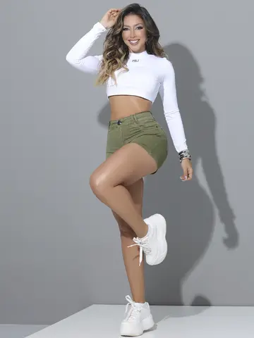 Short Hot Pants Pit Bull Jeans Sofisticado com Efeito Empina Bumbum