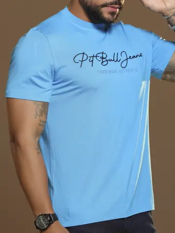 Camiseta Gola O Casual e Sofisticada com Relevo Pit Bull Jeans